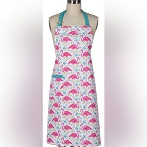 R4531 NWT Flamingo Print Apron - Pink and Blue